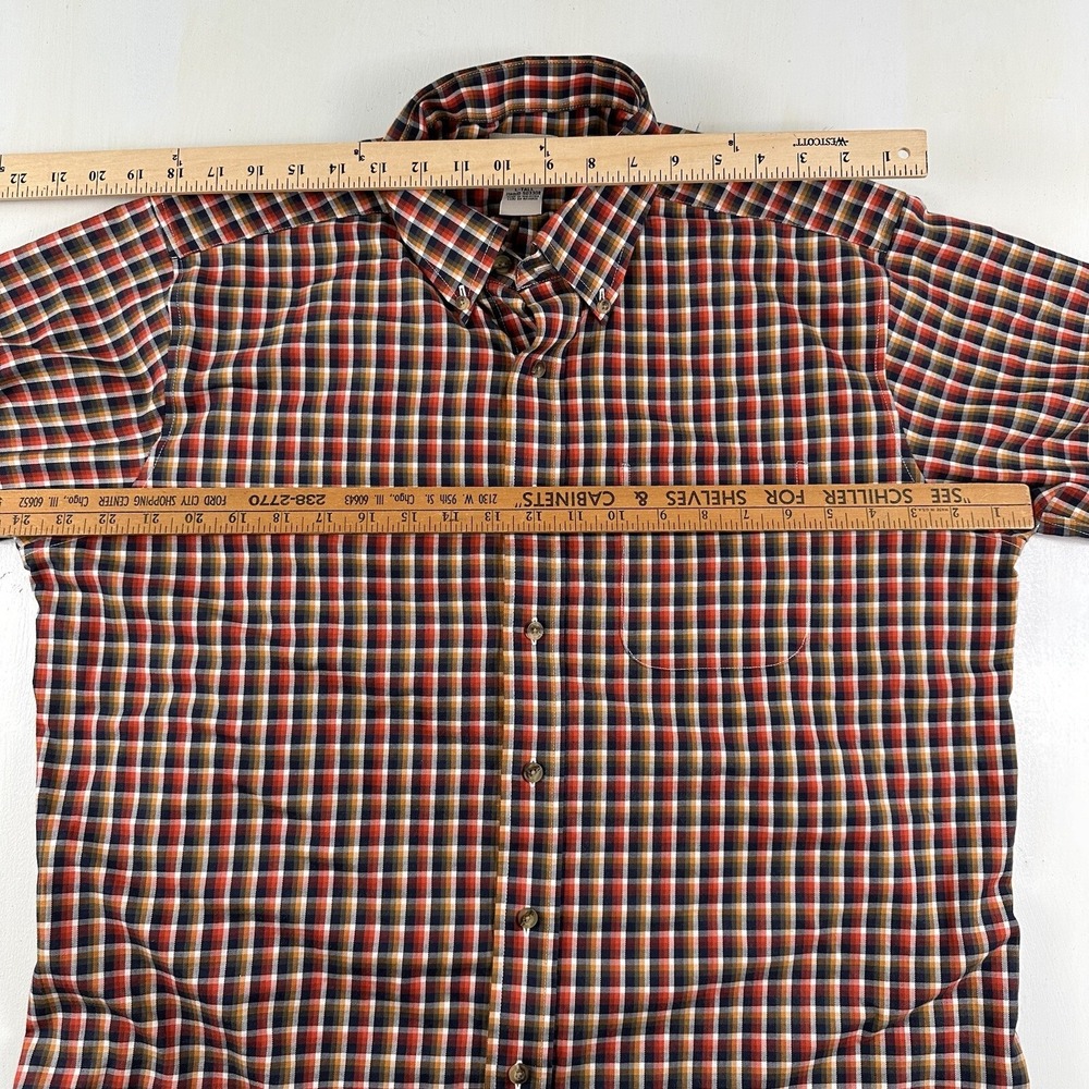 LL‎ Bean Plaid Sport Shirt Men Large TALL LT Black Orange Cotton Traditional Fit - Picture 4 of 10